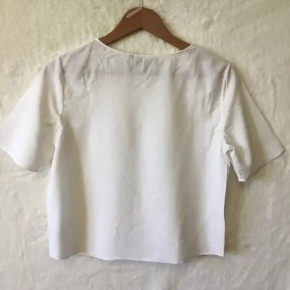 Theory White Style Easy Woven Tee Shirt - Picture 7 of 10